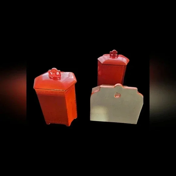 Vintage Czechoslovakia Porcelain Kitchen Canisters - 6 Small / 6 Large / 1 Salt  - Picture 14 of 16